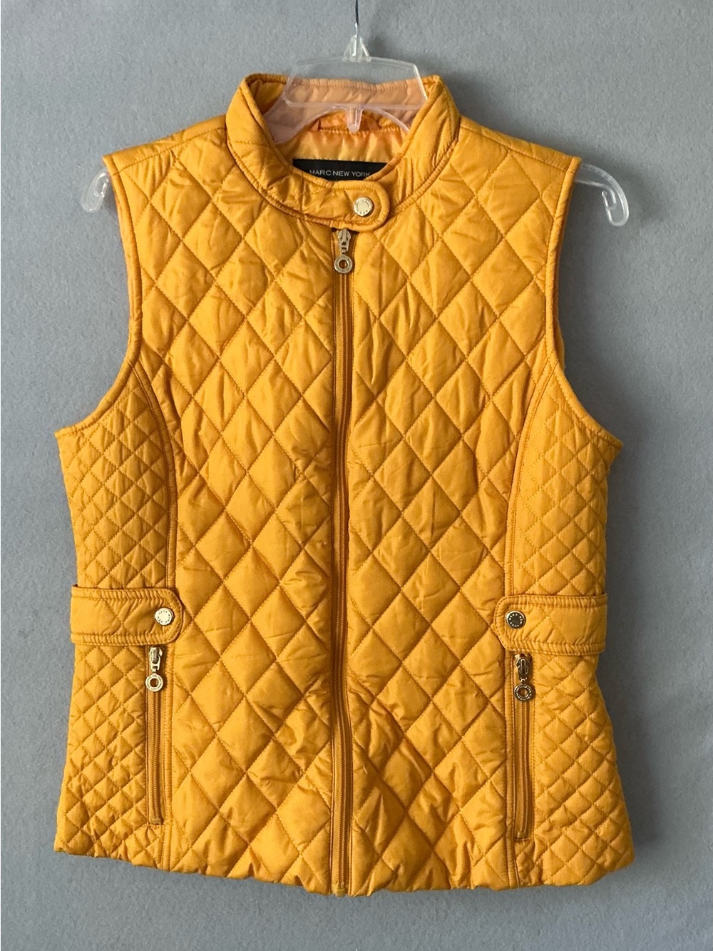 Marc New York Yellow Quilted/Puffer Vest Sz M Golden Hour Diamond Puffer Gilet